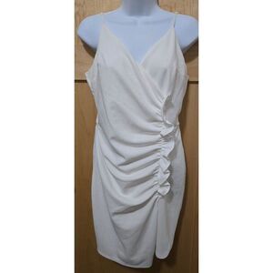 Emerald Sundae White Ruched Mini Dress Spaghetti Straps Style Size 11 shower